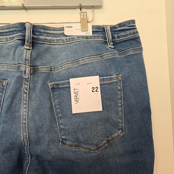 Vervet Jeans Women's Size 22 XXL Amber Mid Rise Skinny Distressed Raw Hem NWT - Picture 5 of 8
